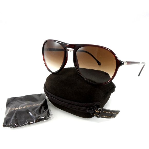 🎁FATHERS DAY ERMENEGILDO ZEGNA Foldable Aviator Gradient Brown Lens Sunglasses - Picture 16 of 16